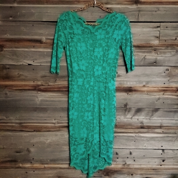 BEBE Emerald Green Lace Dress - Picture 1 of 4